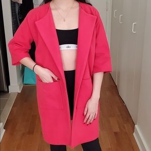 Custom designed coat in hot pink